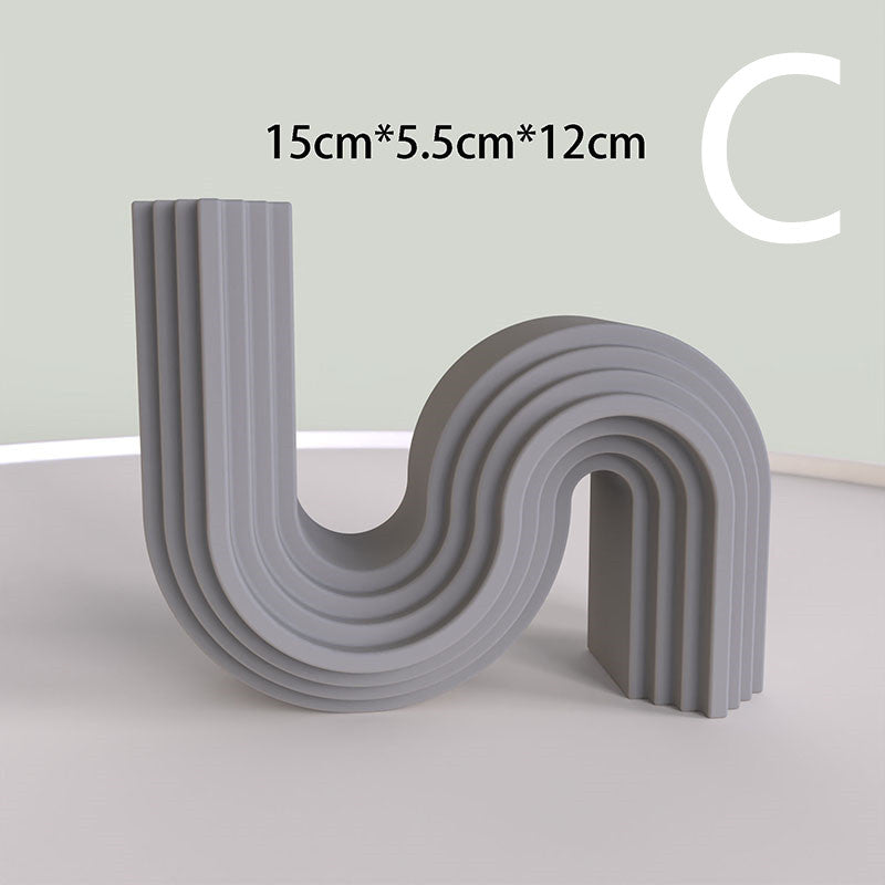 Unique Shaped Striped Candle Holder
