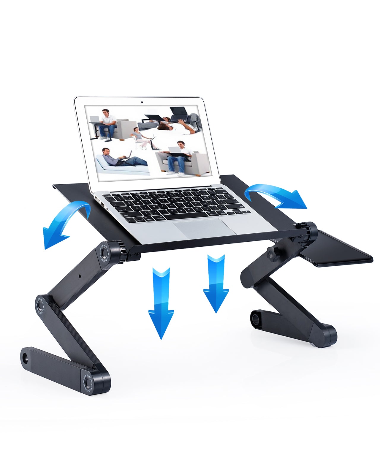 Adjustable Laptop Computer Ergonomical Workstation Desk Stand with 2 CPU Cooling USB Fans with Mouse Pad and Book Stand