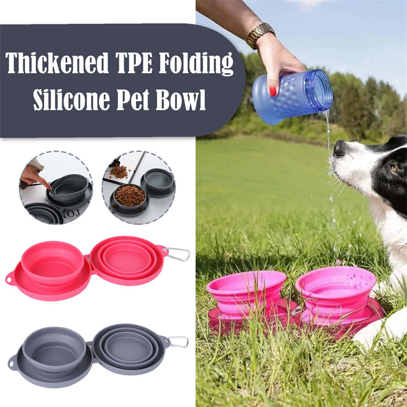 Rubber Cat and Dog Foldable Feeding Double Bowls