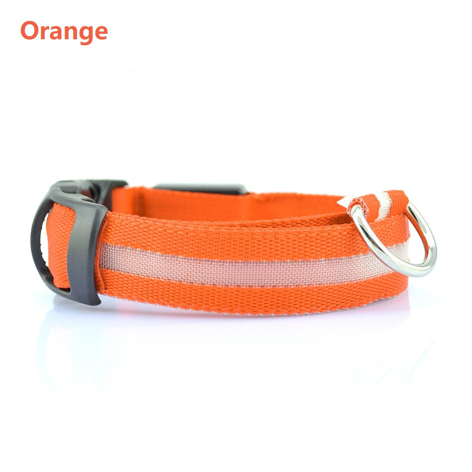 Safety LED Colorful White Orange Red Green Blue Pink Waterproof Anti Pull Pet Dog Cat Collar for Night Walks