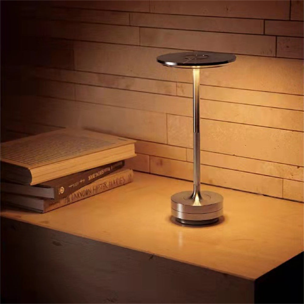 3 Touch Sensor Steel Metal Mushroom Shape Dimmable LED Cordless Desk Table Night Light Lamp for Home Office Business
