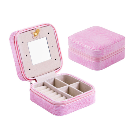 Portable Happy Travel Smiley Face Leather Multi Compartment Jewelry Box