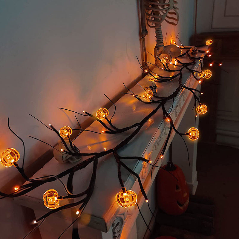 Halloween Home Decor LED Willow Vine Purple and Orange String Lights