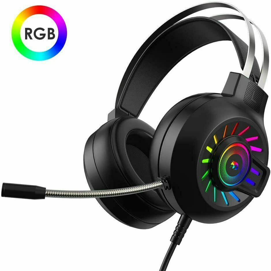 Gaming Work Music Antlers Cat Ears Headset with Noise Cancelling Surround Sound RGB Backlight Mic for PC Mac Nintendo PS4 PS5 Xbox One Mobile Phone