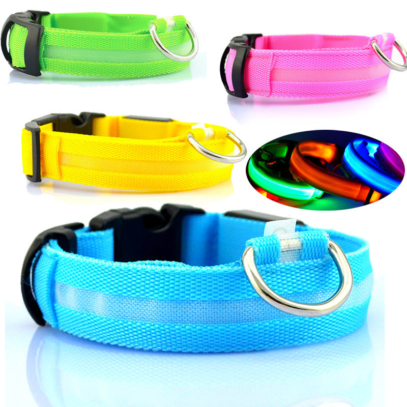 Safety LED Colorful White Orange Red Green Blue Pink Waterproof Anti Pull Pet Dog Cat Collar for Night Walks