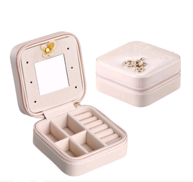 Portable Happy Travel Smiley Face Leather Multi Compartment Jewelry Box
