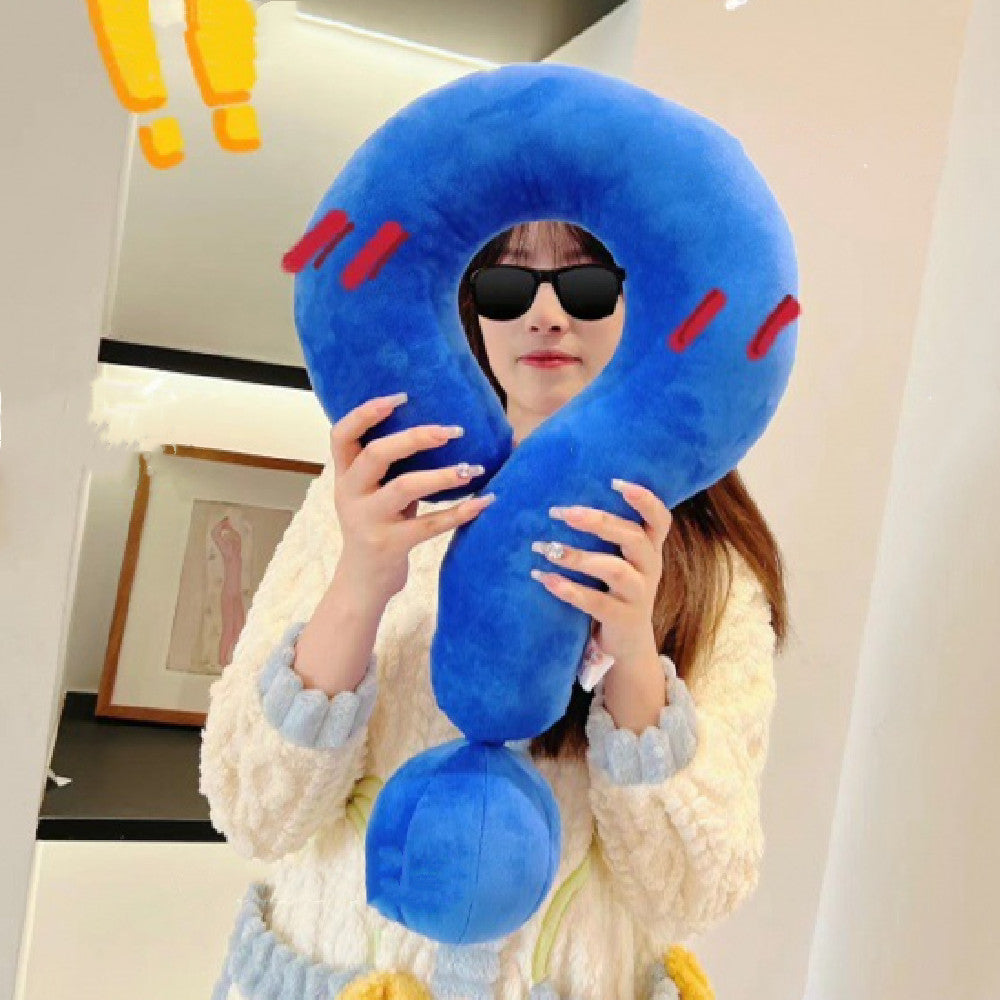 Question Mark Colorful Soft Plush Comfortable Fabric Neck Pillow for Travel Airplane Car Train for Adults and Kids