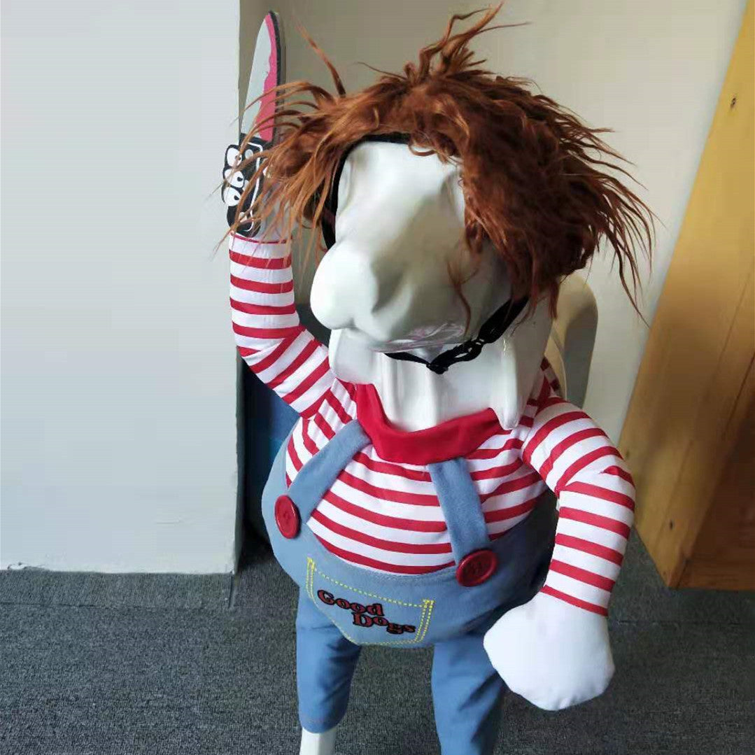 Funny Halloween Scary Spooky Chucky Horseman Adjustable Pet Dog Cat Dressup Costume