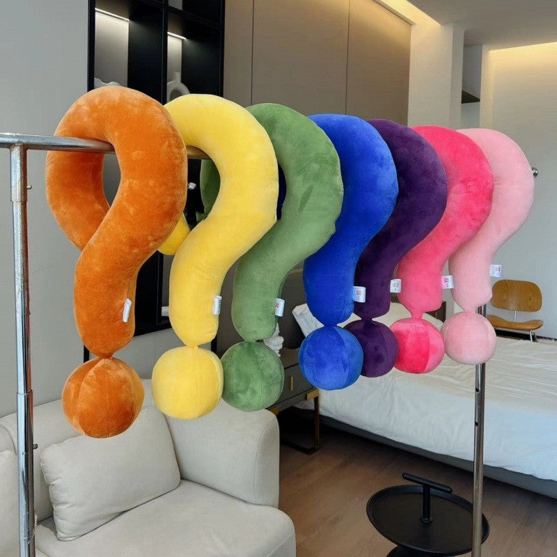 Question Mark Colorful Soft Plush Comfortable Fabric Neck Pillow for Travel Airplane Car Train for Adults and Kids
