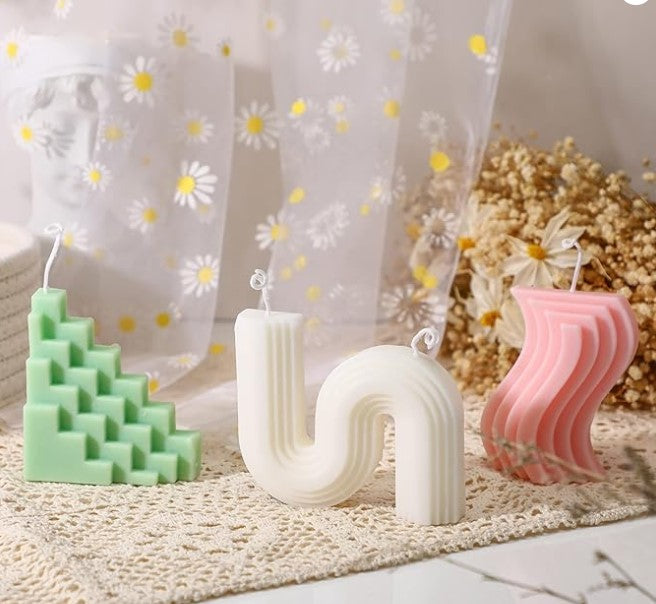 3 Pcs Scented Candles Art Decorative Geometric Bubble Cube Handmade for Decoration Home Spa Yoga