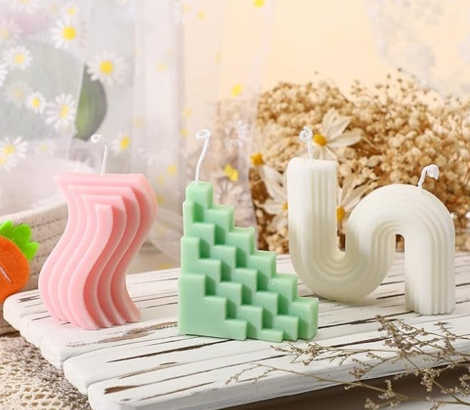 3 Pcs Scented Candles Art Decorative Geometric Bubble Cube Handmade for Decoration Home Spa Yoga