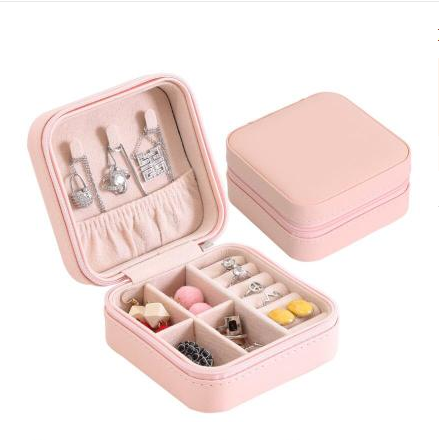 Portable Happy Travel Smiley Face Leather Multi Compartment Jewelry Box