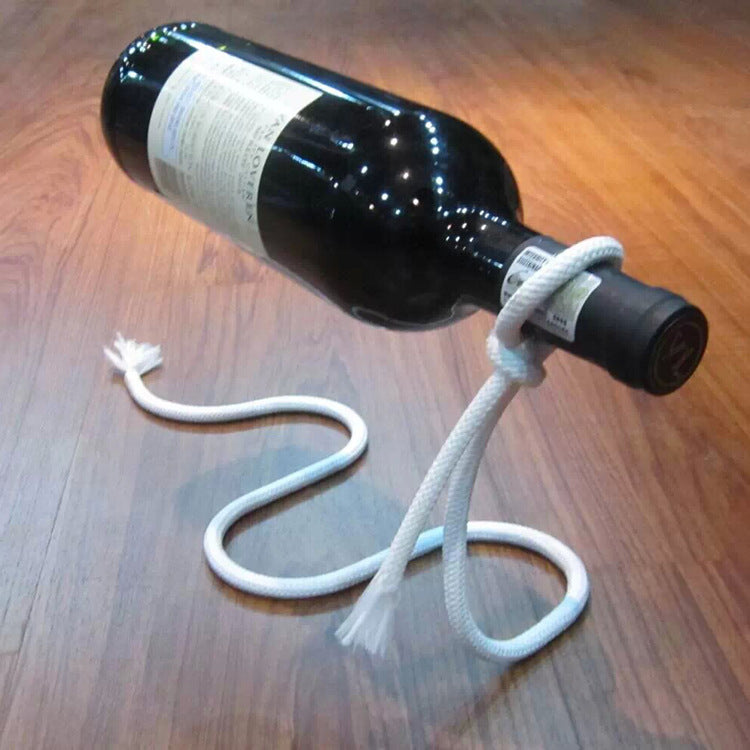 Floating Suspended Pearl Metal Chain Rope Wine Liquor Rack Bottle Holder