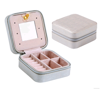 Portable Happy Travel Smiley Face Leather Multi Compartment Jewelry Box