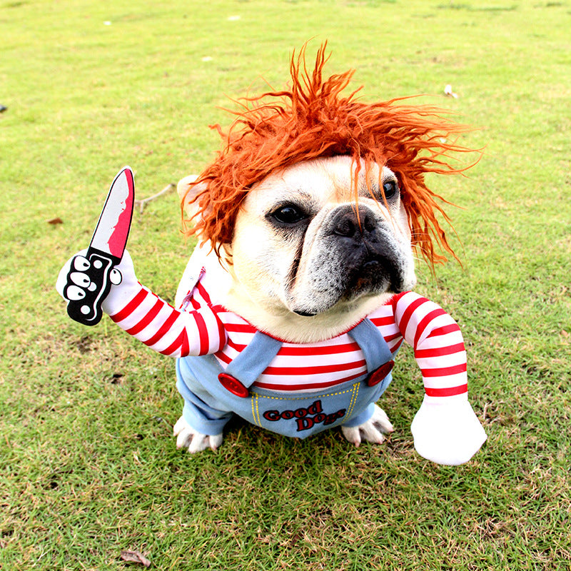 Funny Halloween Scary Spooky Chucky Horseman Adjustable Pet Dog Cat Dressup Costume