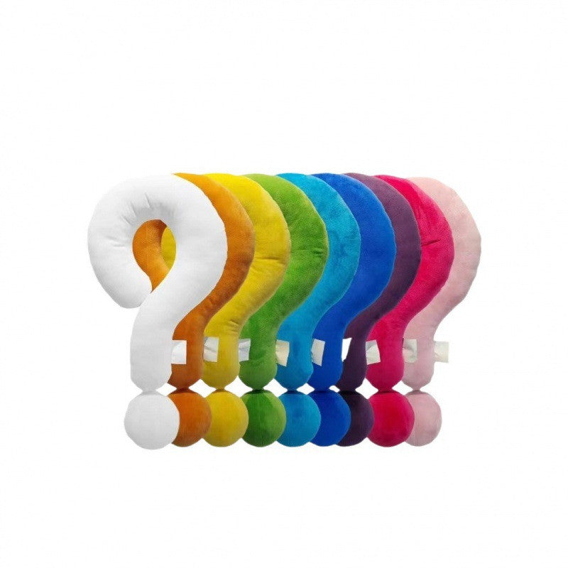 Question Mark Colorful Soft Plush Comfortable Fabric Neck Pillow for Travel Airplane Car Train for Adults and Kids