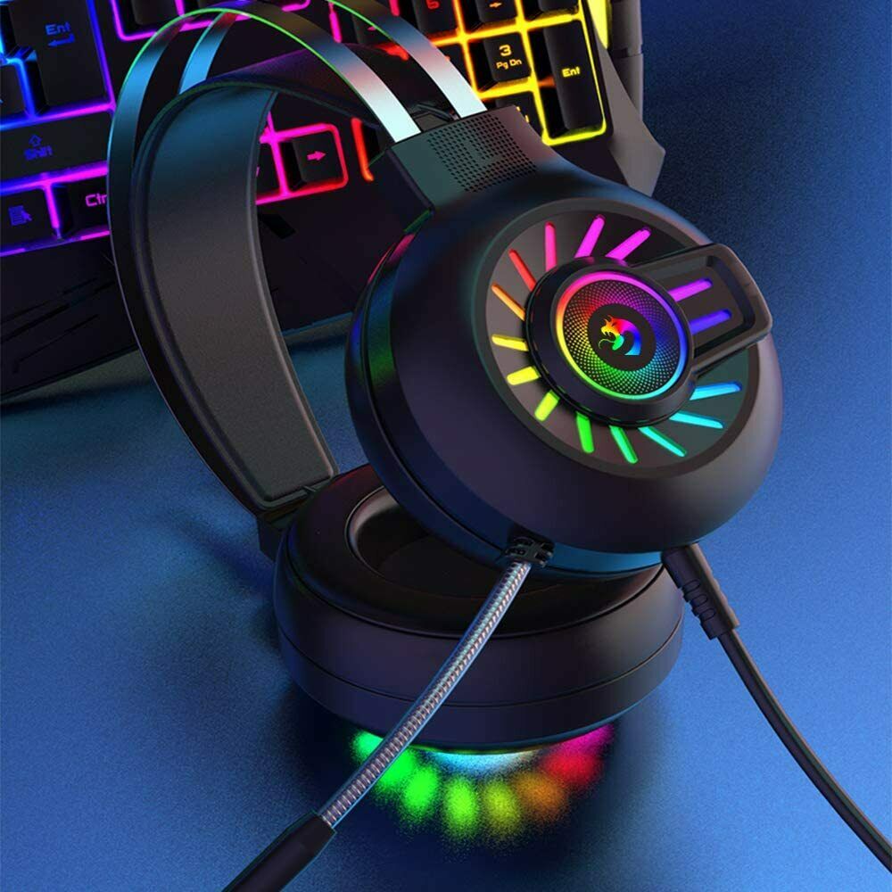Gaming Work Music Antlers Cat Ears Headset with Noise Cancelling Surround Sound RGB Backlight Mic for PC Mac Nintendo PS4 PS5 Xbox One Mobile Phone