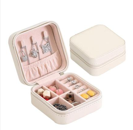 Portable Happy Travel Smiley Face Leather Multi Compartment Jewelry Box