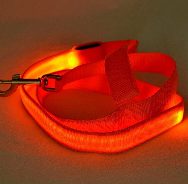 LED Light Up USB Rechargeable Waterproof Colorful Blue Red Orange Pink Green Yellow Luminous Traction Dog Leash for Safety