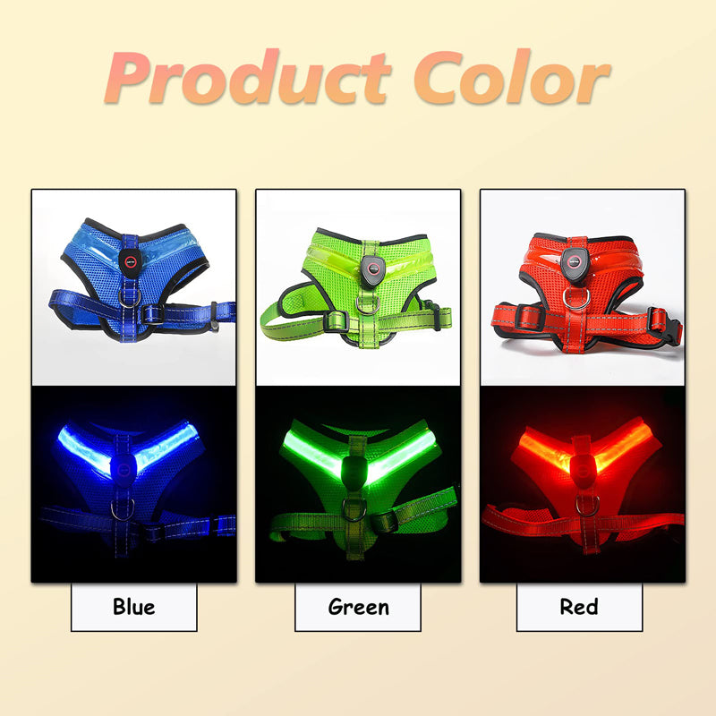 Rechargeable LED USB Charging Mesh Lighted Dog Harness