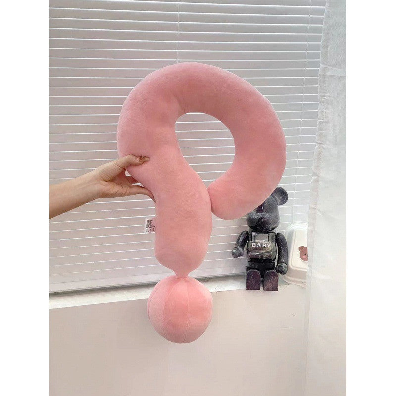 Question Mark Colorful Soft Plush Comfortable Fabric Neck Pillow for Travel Airplane Car Train for Adults and Kids