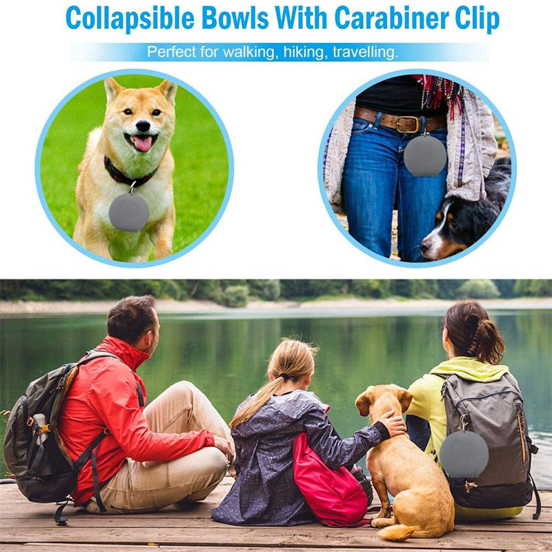 Rubber Cat and Dog Foldable Feeding Portable Double Bowls