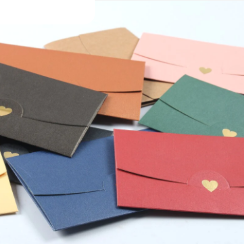 Craft Paper Envelopes for Love Letter Valentine Style Adorned with Mini Hearts 20 Pack