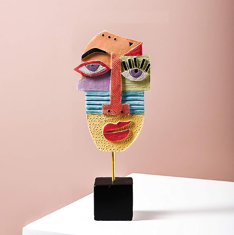 Handcrafted Modern African Tribal Resin Abstract Sculpture for Home Decor