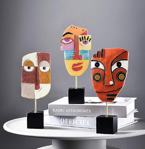 Handcrafted Modern African Tribal Resin Abstract Sculpture for Home Decor