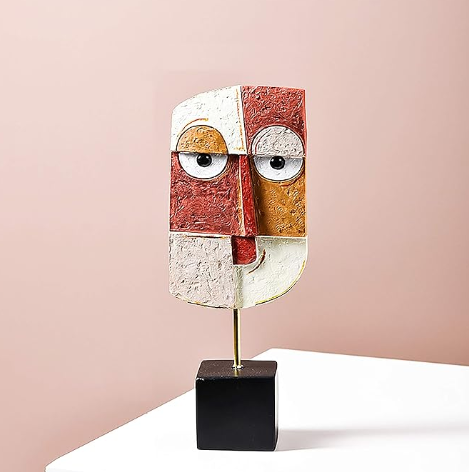 Handcrafted Modern African Tribal Resin Abstract Sculpture for Home Decor