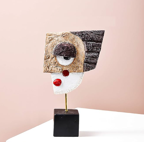 Handcrafted Modern African Tribal Resin Abstract Sculpture for Home Decor