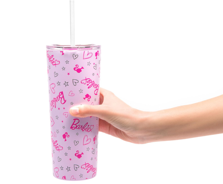 Barbie 24 OZ Tumbler Stainless Steel Vacuum Insulated Water Drinking Bottles with Lid and Straws