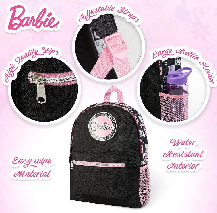 Classic Barbie Pink Travel School Roomy Backpack for Kids Children Girls Teenage Women School Shoulder Travel Bags