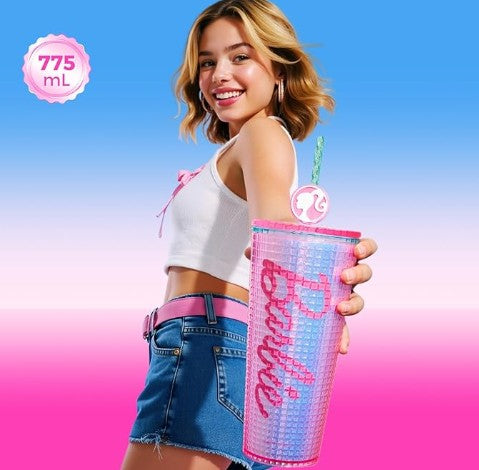 Barbie 24 OZ Tumbler Stainless Steel Vacuum Insulated Water Drinking Bottles with Lid and Straws