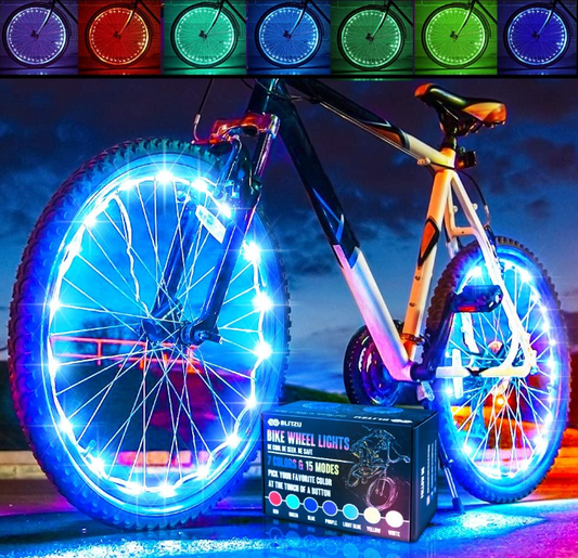 LED Waterproof Rechargeable USB Bike Bicycle Wheel Spoke Handlebar Tassell Lights for Decoration Safety Strip Light with 7 Colors Kids Adult- 2 Pack