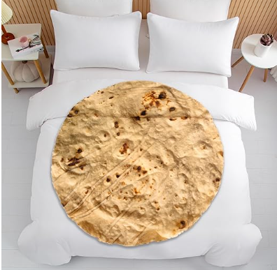 Tortilla Double Sided Print Round Fleece Flannel Linen Pool Beach Picnic Blanket Plush Soft Throw for Pets Baby Blanket Bedspread Sofa Couch Chair