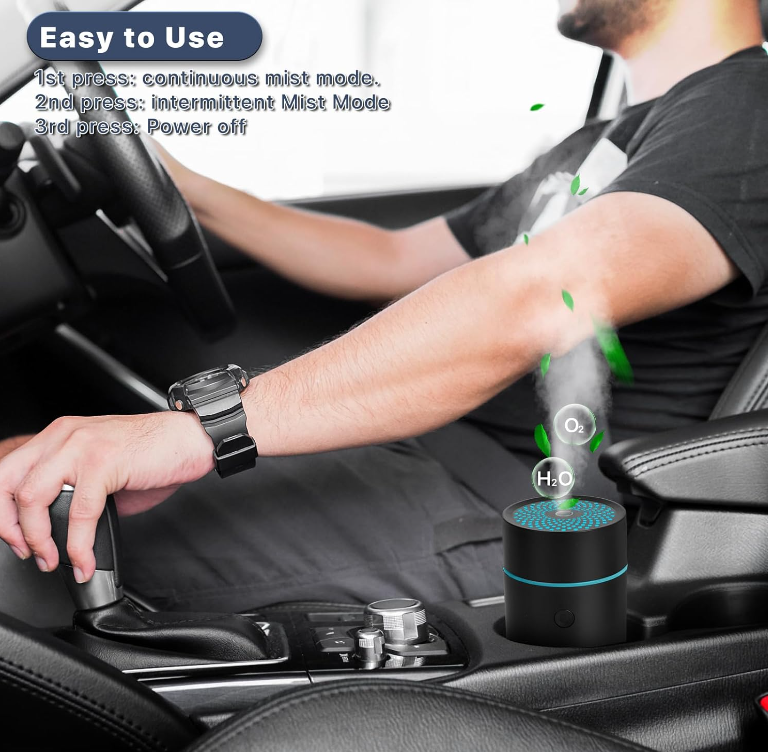 Air Humidifier Purifier Diffuser Wireless with Colorful Lights for Auto
