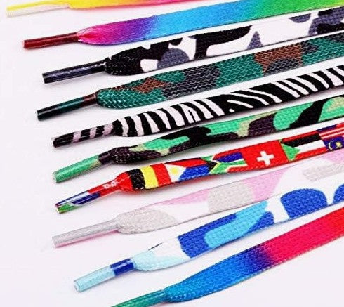 2-24 Pair Adult Kids Rainbow Color No Tie Rope Sports Shoelaces Multi-Colors Flat Shoelaces for Sneakers Boots Shoes Skates