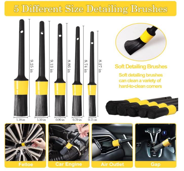 27Pcs Car Auto Wash Cleaning Detailing Drill Brush Kit Set for Auto Interior and Exterior with Accessories
