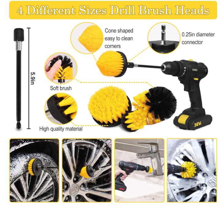 27Pcs Car Auto Wash Cleaning Detailing Drill Brush Kit Set for Auto Interior and Exterior with Accessories
