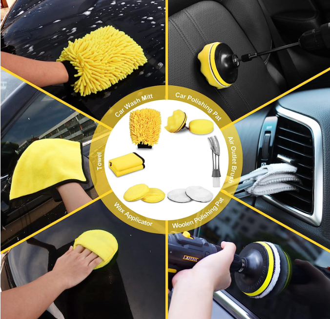27Pcs Car Auto Wash Cleaning Detailing Drill Brush Kit Set for Auto Interior and Exterior with Accessories