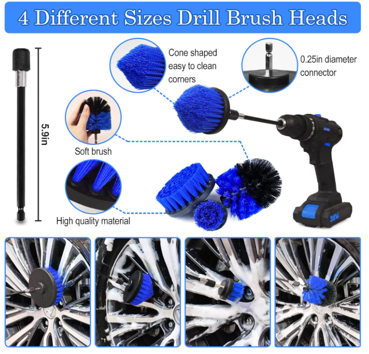 27Pcs Car Auto Wash Cleaning Detailing Drill Brush Kit Set for Auto Interior and Exterior with Accessories