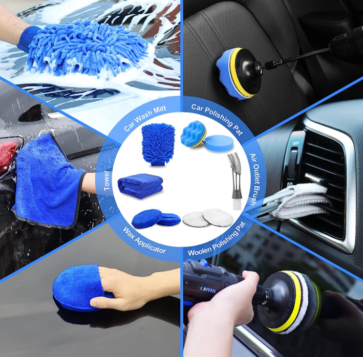 27Pcs Car Auto Wash Cleaning Detailing Drill Brush Kit Set for Auto Interior and Exterior with Accessories