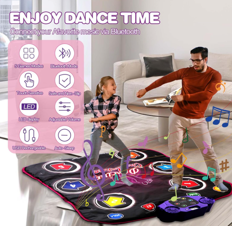 Bluetooth Electronic Light Up Musical Dance Game Mat Toys for Kids Adults