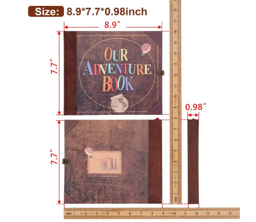 Adventure Book Scrapbook Photo Album Retro Style Embossed Letter Cover Travel Diary Journal Scrap Book Kit For Couples,