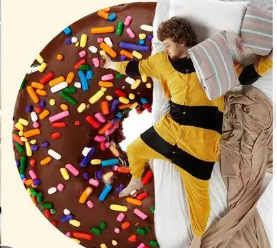 Fun Realistic Round Flannel Fleece Linen Food Pizza Donut Cookie Egg Chocolate Designed Novelty Throw Bedding Couch Sofa Bed Spread Picnic Pool BeachBlankets