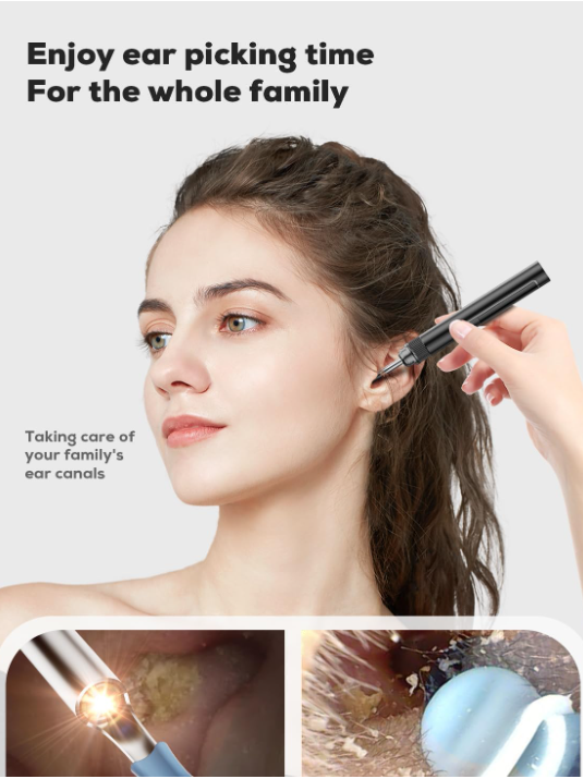 Ear Wax Removal Cleanser Waterproof Tool Kit with 1296P HD Camera and 6 LED Lights