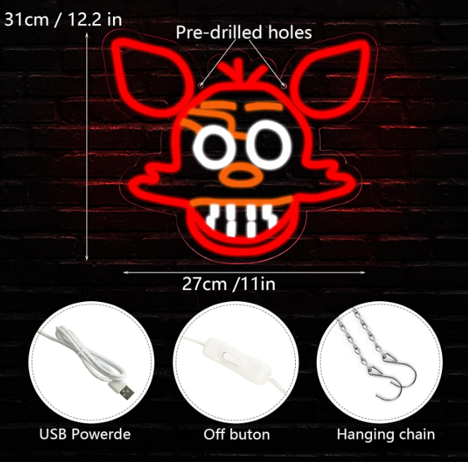 Five Nights at Freddy FNAF Foxy Freddy Chica Bunny LED Neon Signs for Wall Bedroom Decor