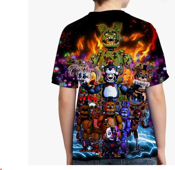 Five Night at Freddy's Breaking Walls Boys and Girls Black T-shirt