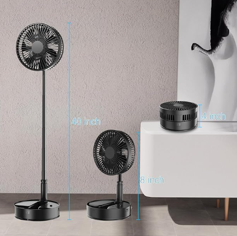 4 speed Wireless USB Rechargeable Round White Pink Black Portable Cordless Adjustable Folding Desk Floor Oscillating Fan with Remote